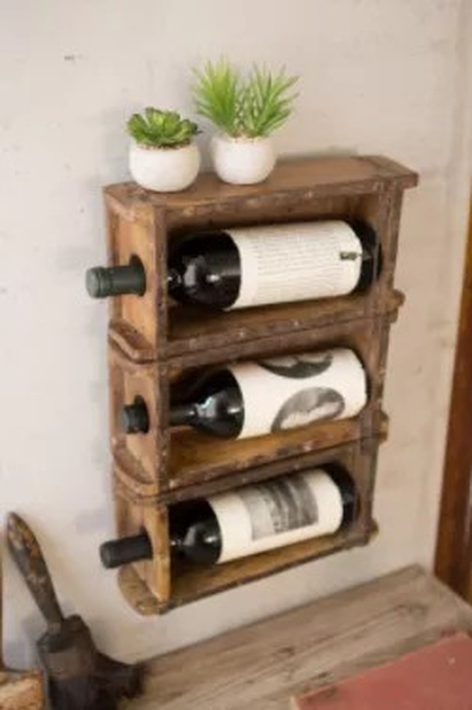 Hanging Antique Brick Mold Wine Rack