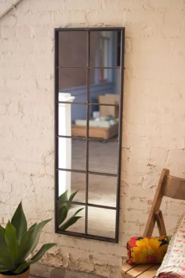 Metal Framed Wall Mirror With Twelve Windows