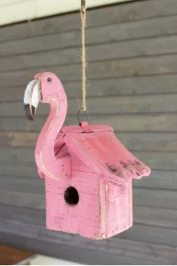 Recycled Wood Flamingo Birdhouse