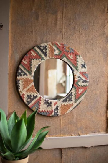 Round Kilim Fabric Mirror