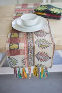 Set Of Four Assorted Kantha Table Runners