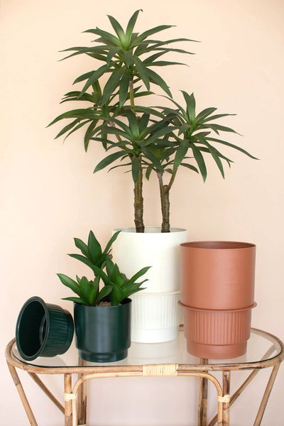 Set Of Three Metal Planters - One Each Color #1