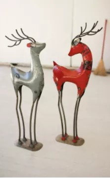 Set Of Two Recycled Iron Deer