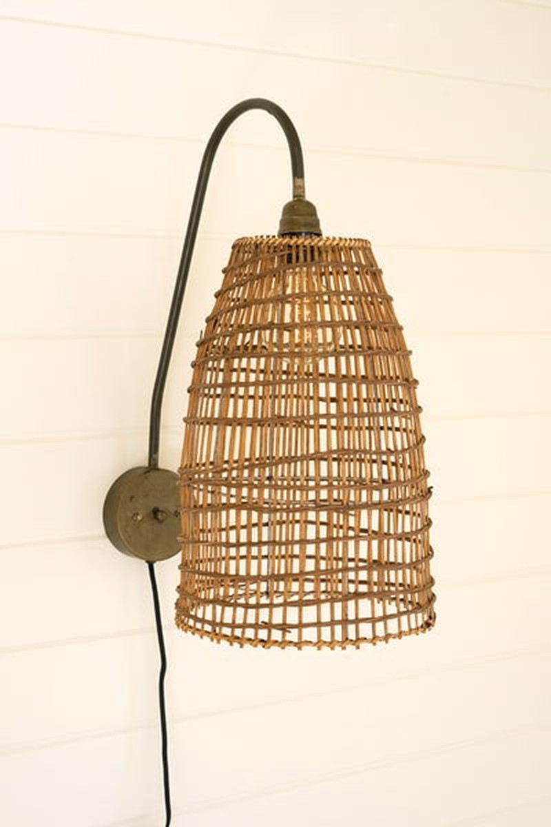 Wicker Dome Wall Sconce Lamp