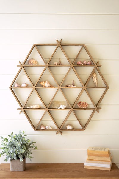 Wooden Criss Cross Wall Shelf