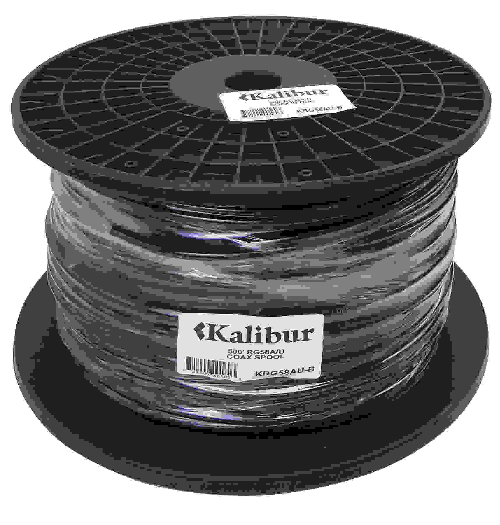 Kalibur 500 Foot Spool Of Black Rg58A/U Coax Cable With 95% Shield