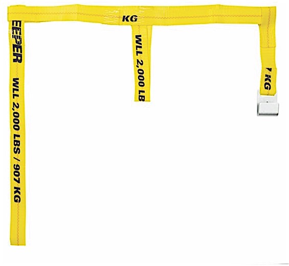 6.5FT X 2IN DOLLIE STRAP YELLOW FLAT HOOKS 2 LBS WLL (6,000 LBS BREAK STRENGTH) CLAMSHELL