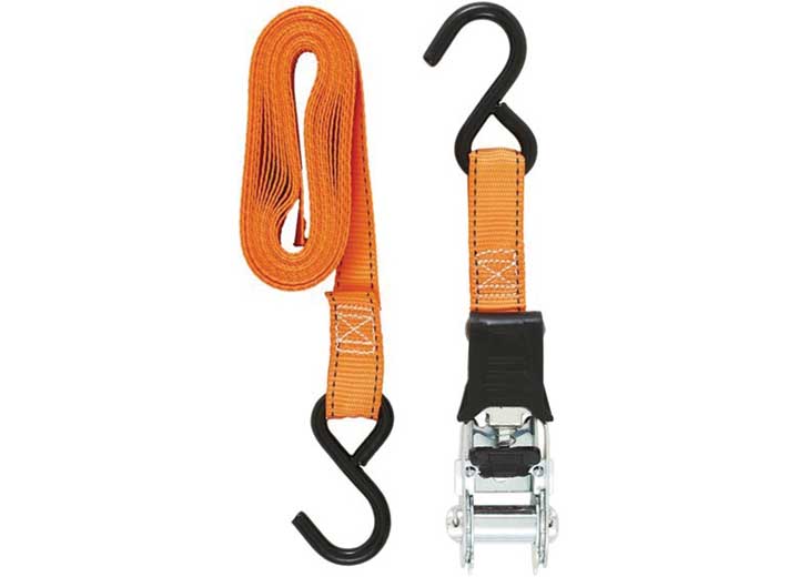 14FT X 1IN RATCHET TIE-DOWN, 500 LBS. WLL (1500 LBS. BREAK STRENGTH), 4 PACK, I-PACK