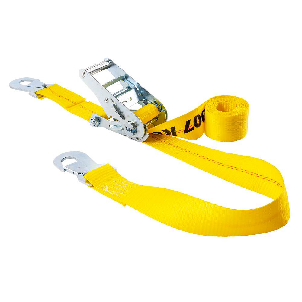 8FT X 2IN AUTO RATCHET TIE-DN W/SNAP HKS 2,000 LBS WLL (6,000 LBS.BREAK STRENGTH) I-PK