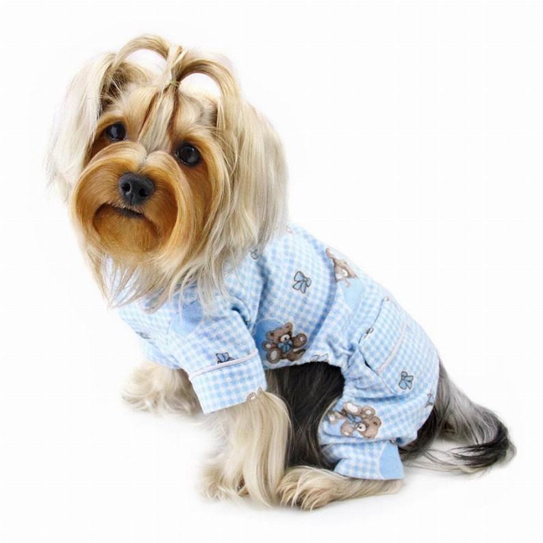 Adorable Teddy Bear Love Flannel PJ - Medium Light Blue