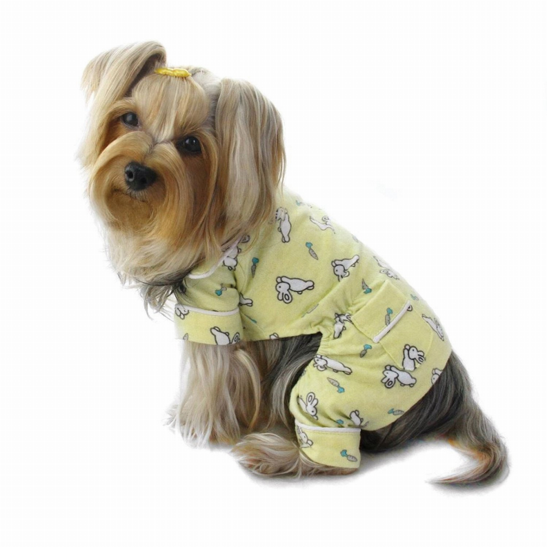 Hopping Bunny Flannel Pajamas - Large Yellow