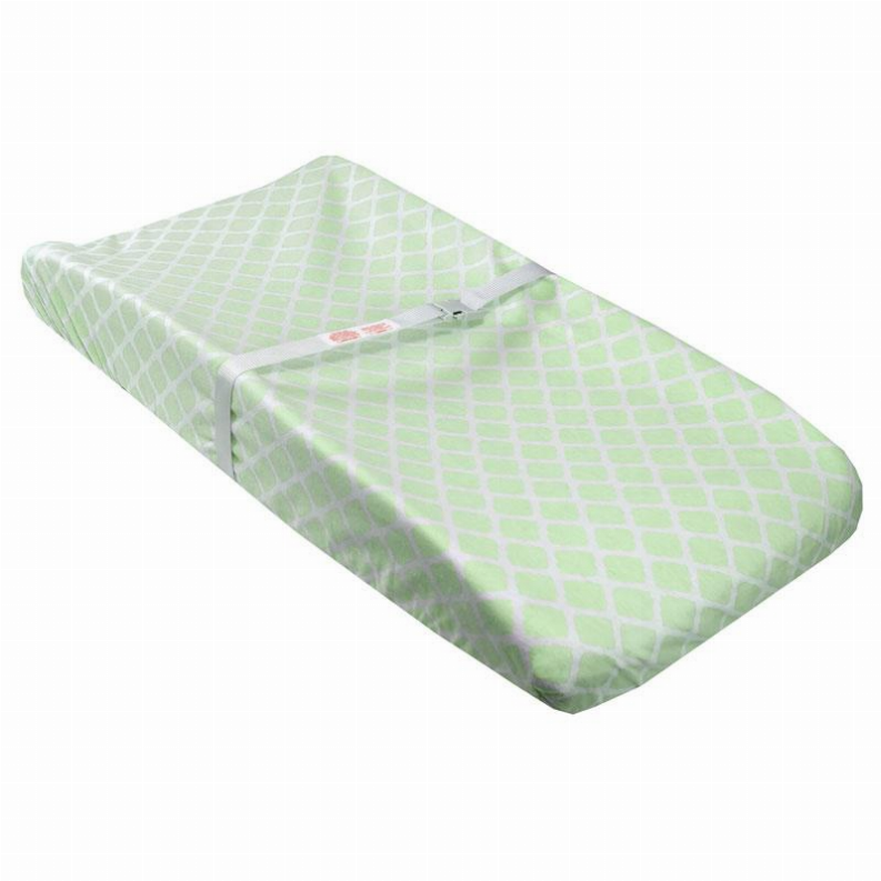 B&N Changing Pad Sheet Slits For Safety Strap - Green Lattice