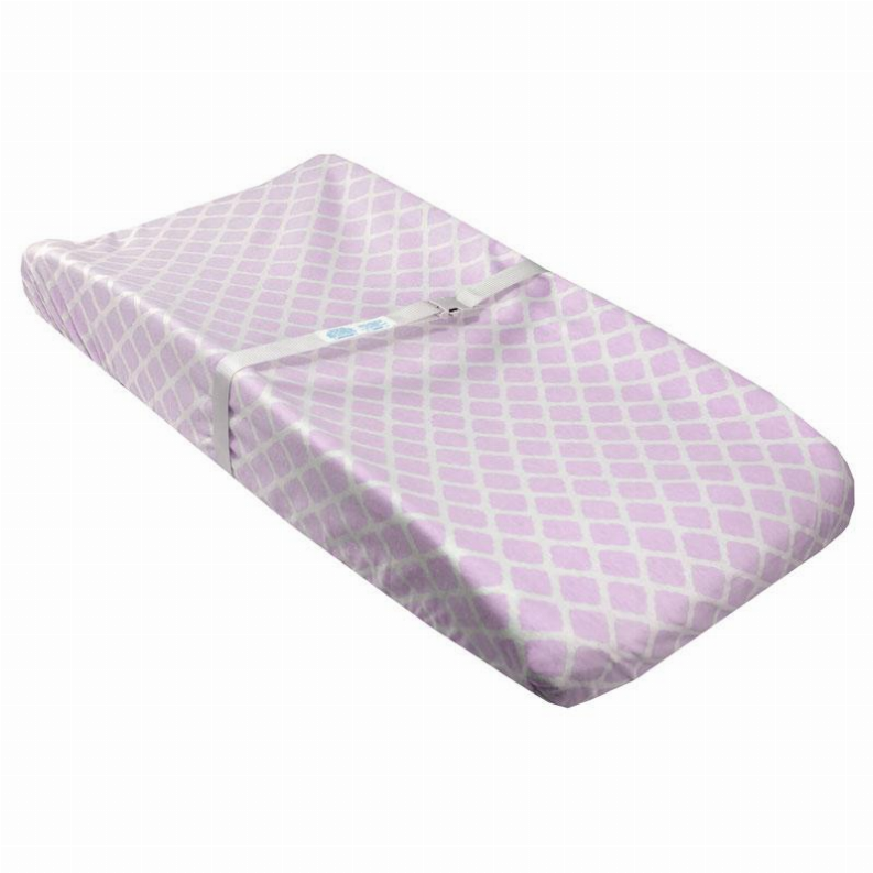 B&N Changing Pad Sheet Slits For Safety Strap - Lilac Lattice