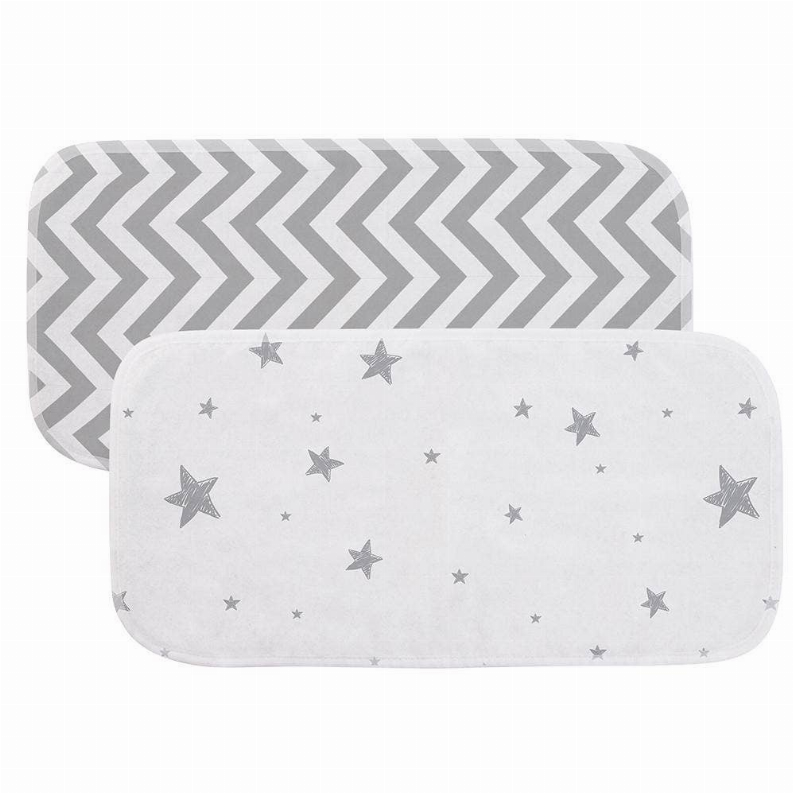 Burp Pads Flannel 2Pk - Grey Chevron / Grey Star