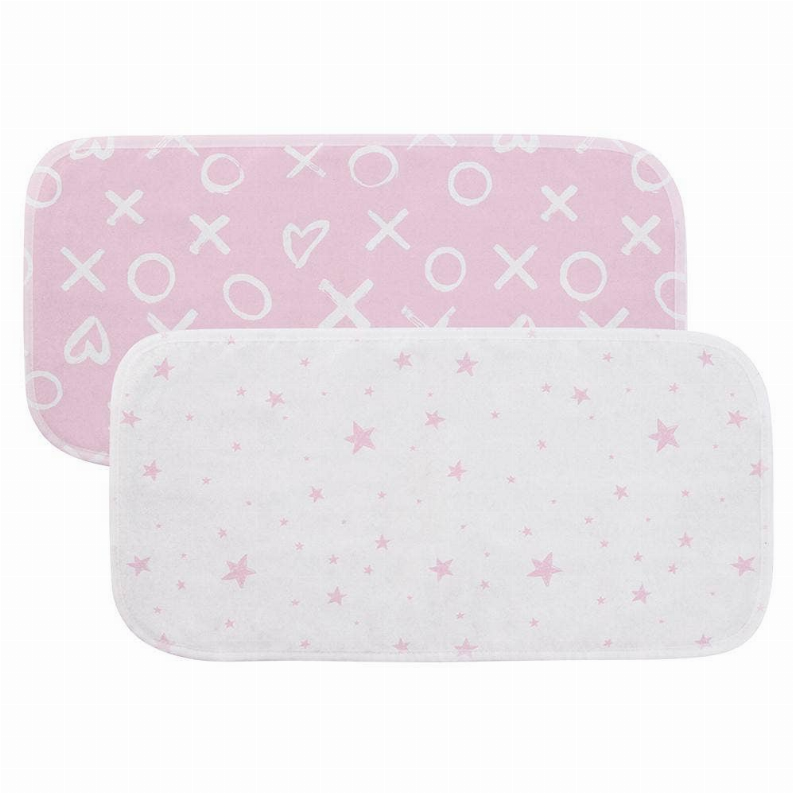 Burp Pads Flannel 2Pk - Pink Star / Pink Xo