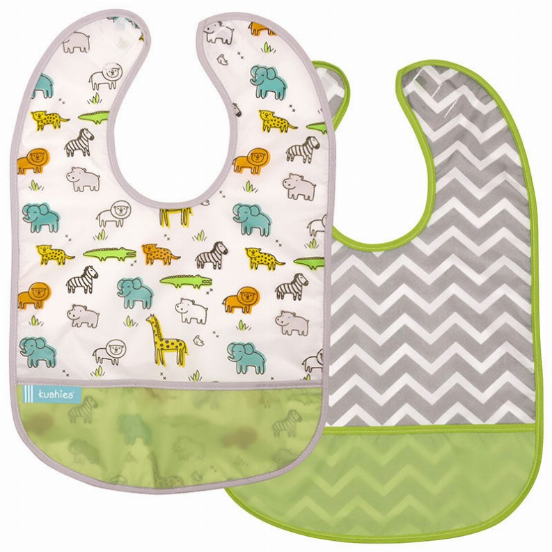 Cleanbib | 2Pack - 12M Plus Safari/ Chevron Green Print