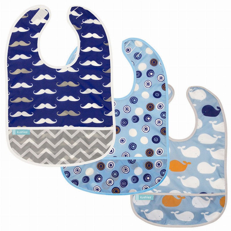 Cleanbib | 3Pack - 12M Plus Crazy Circle 2/ Whales / Mustache Print