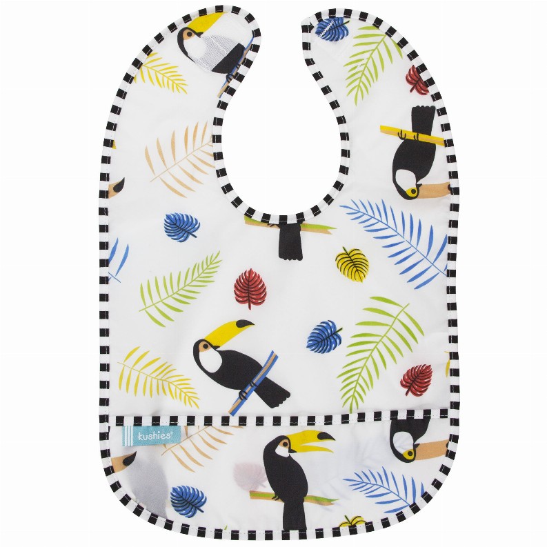 Cleanbib Waterproof Bib - 6-12m White Toucans Print