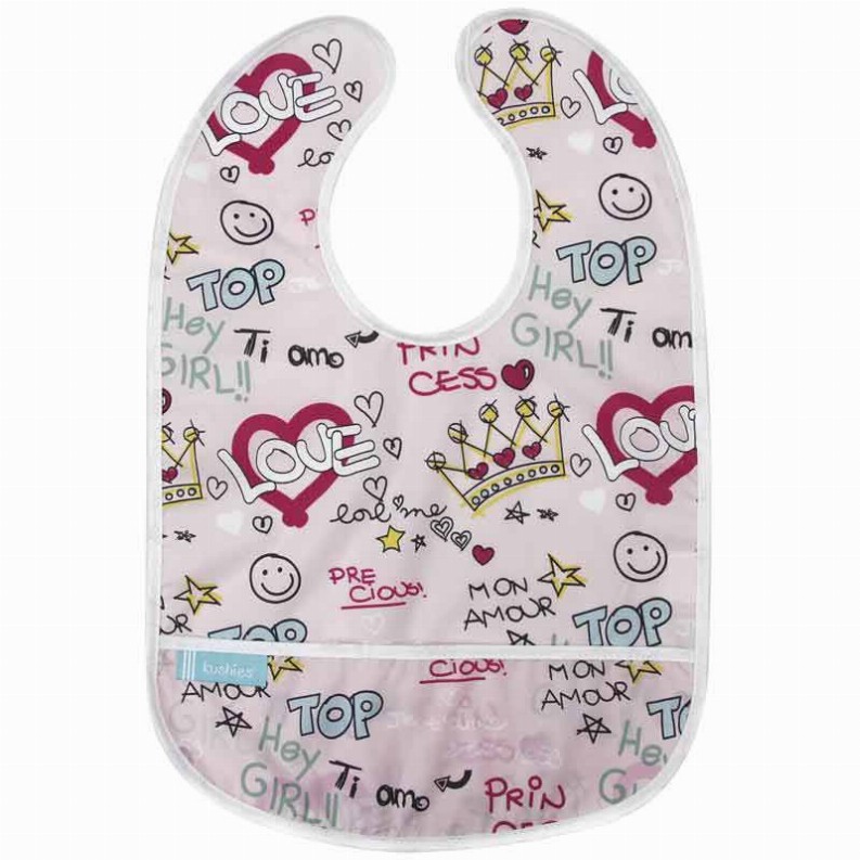 Cleanbib Waterproof Bib - 12M Plus Pink Love Graffiti Print