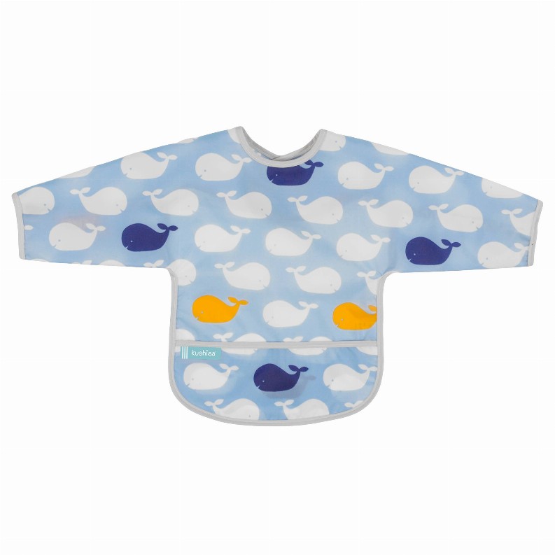 Cleanbib Wp Bib W/Slvs - 12-24m Blue Whales Print