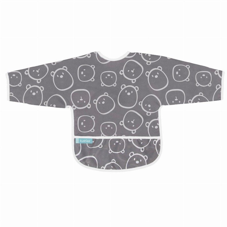 Cleanbib Wp Bib W/Slvs - 6-12m Charcoal Bears Print