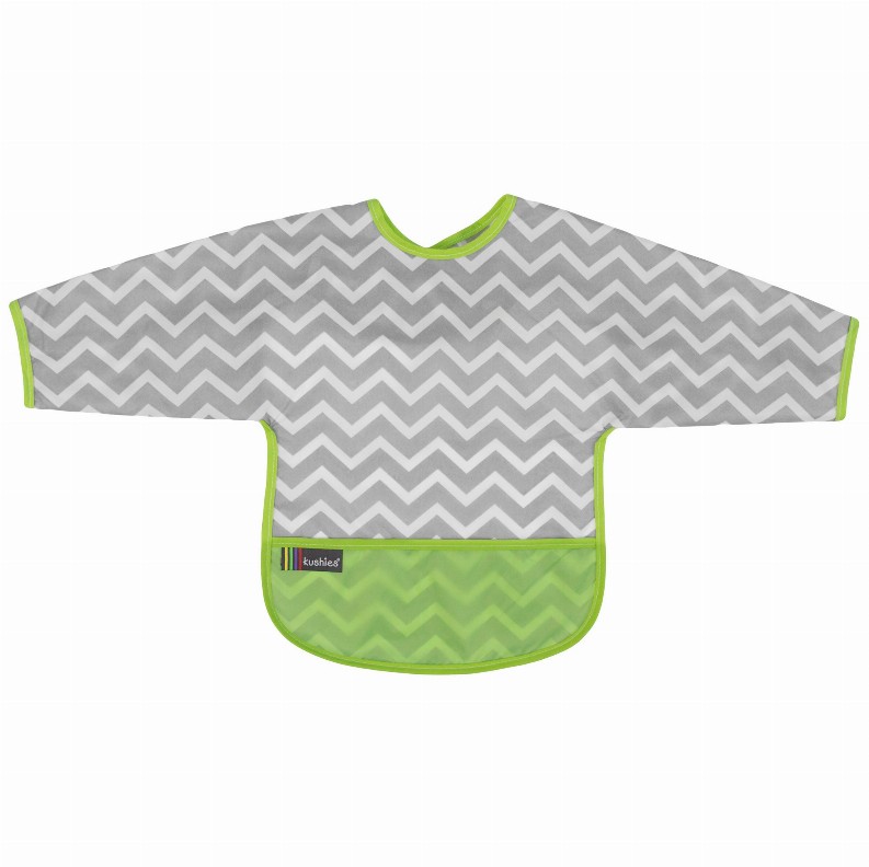 Cleanbib Wp Bib W/Slvs - 6-12m Green Chevron Print