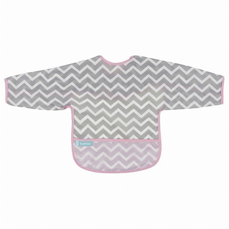 Cleanbib Wp Bib W/Slvs - 2-4yrs Pink Chevron Print