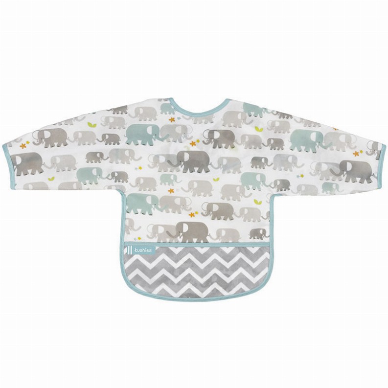 Cleanbib Wp Bib W/Slvs - 2-4yrs White Elephants Print