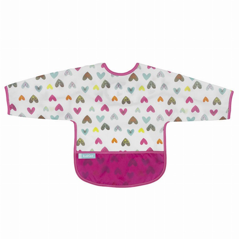 Cleanbib Wp Bib W/Slvs - 2-4yrs White Hearts Print