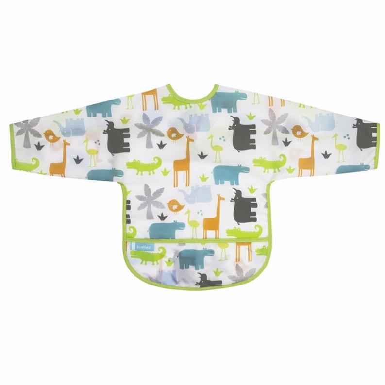 Cleanbib Wp Bib W/Slvs - 2-4yrs White Jungle Print