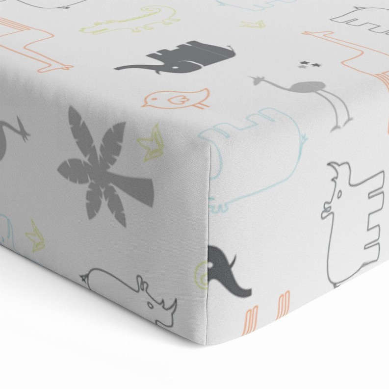 Crib Sheet Percale - Multi Jungle Animal