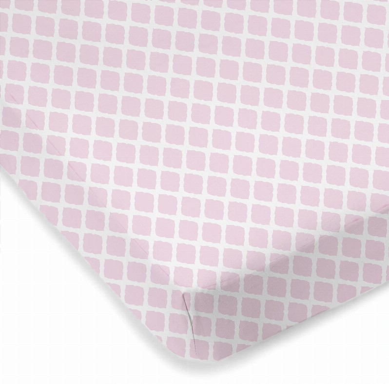 Fitted Change Pad Sheet - Pink Lattice
