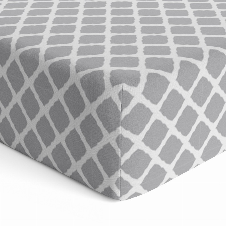 Fitted Crib Sheet - Grey Lattice