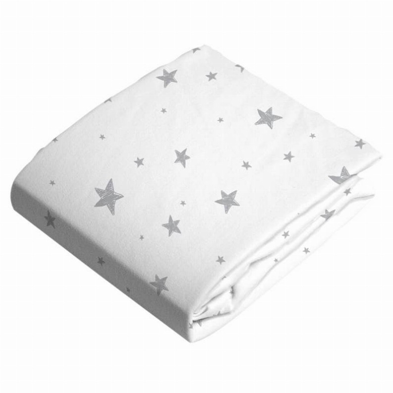 Fitted Crib Sheet Flannel - Grey Scribble Star