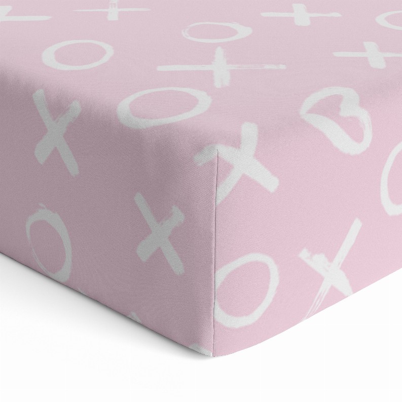 Fitted Crib Sheet Flannel - Pink Xo