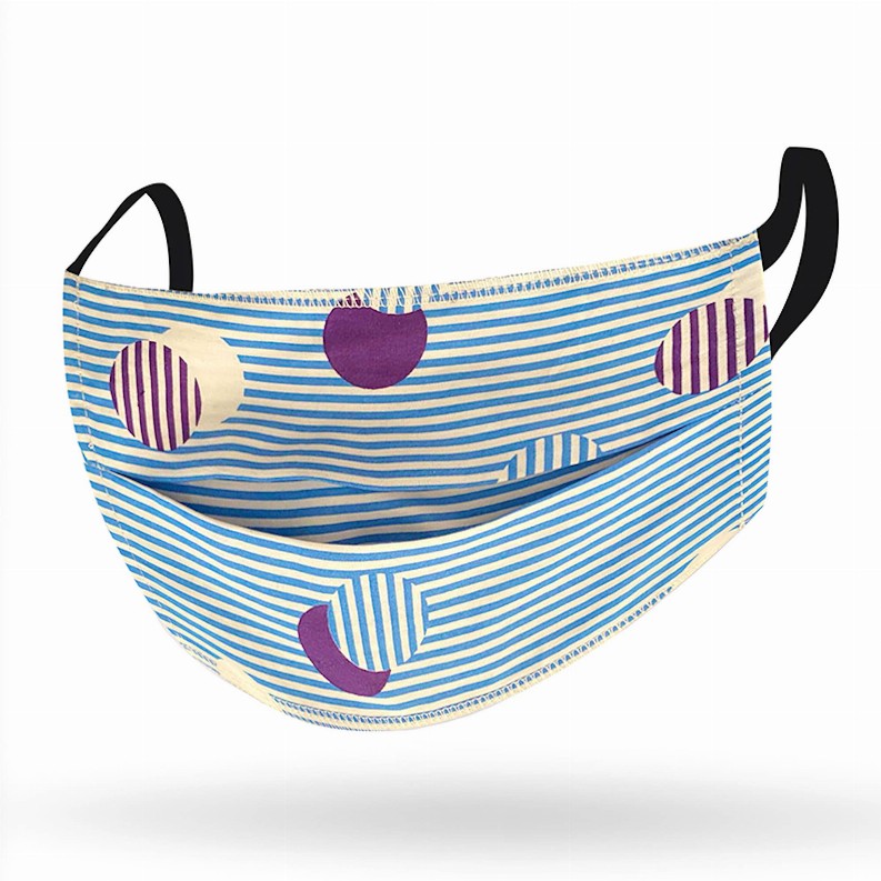 Kids Mask - Blue Stripe Purple Moon