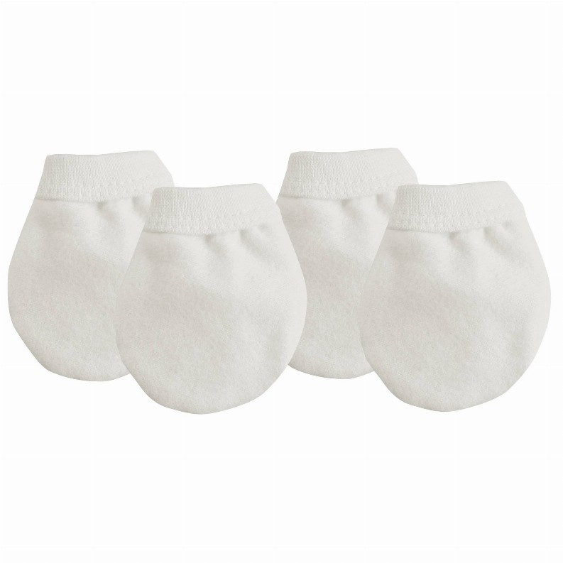 Organic Jersey Mittens - White