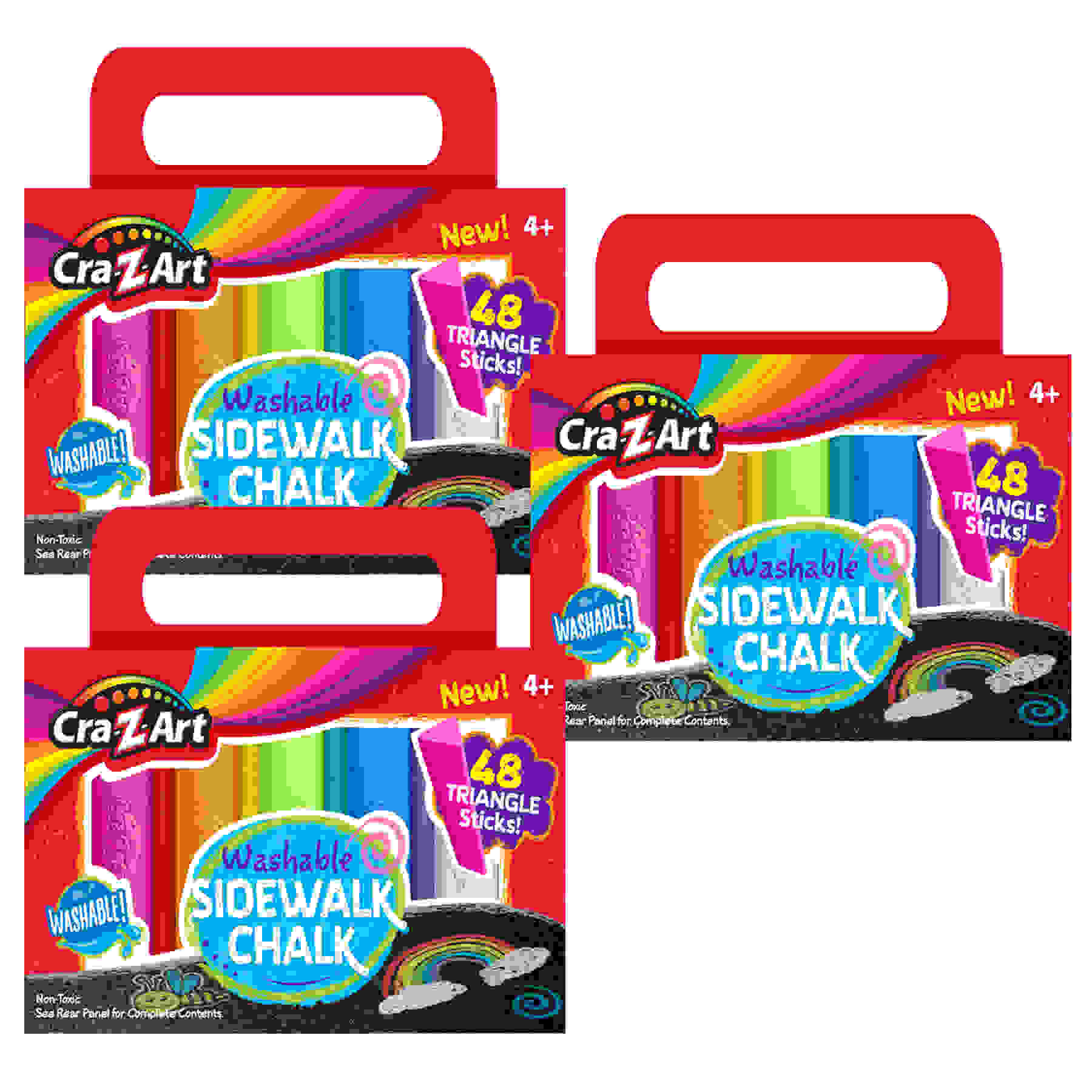 Washable Triangle Sidewalk Chalk, 48 Per Pack, 3 Packs