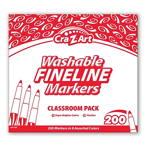 Washable Markers Classroom Pack, Fine Point, 8 Color, Pack of 200