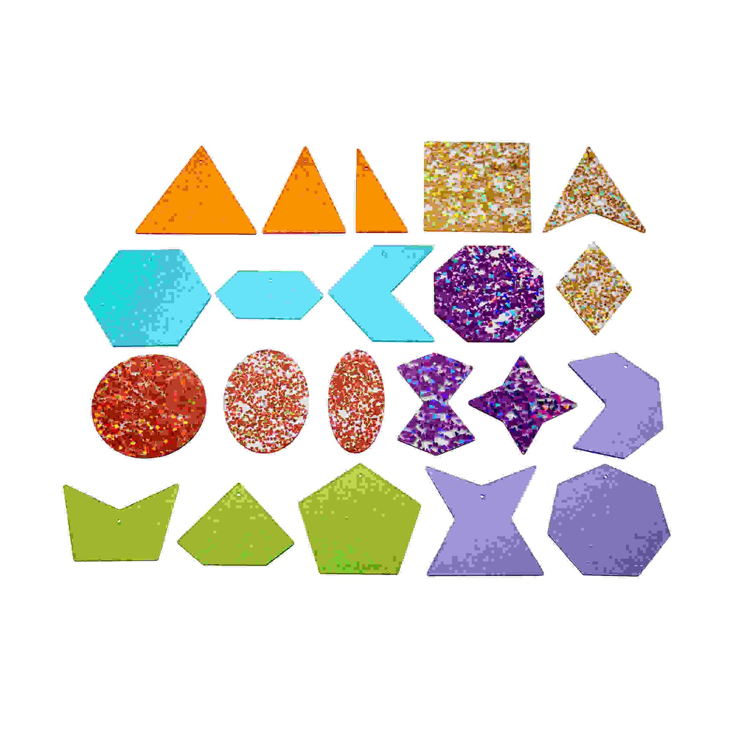 Rainbow Glitter Shapes - Set of 21 - 7 Colors - Explore Colors and Early Geometry