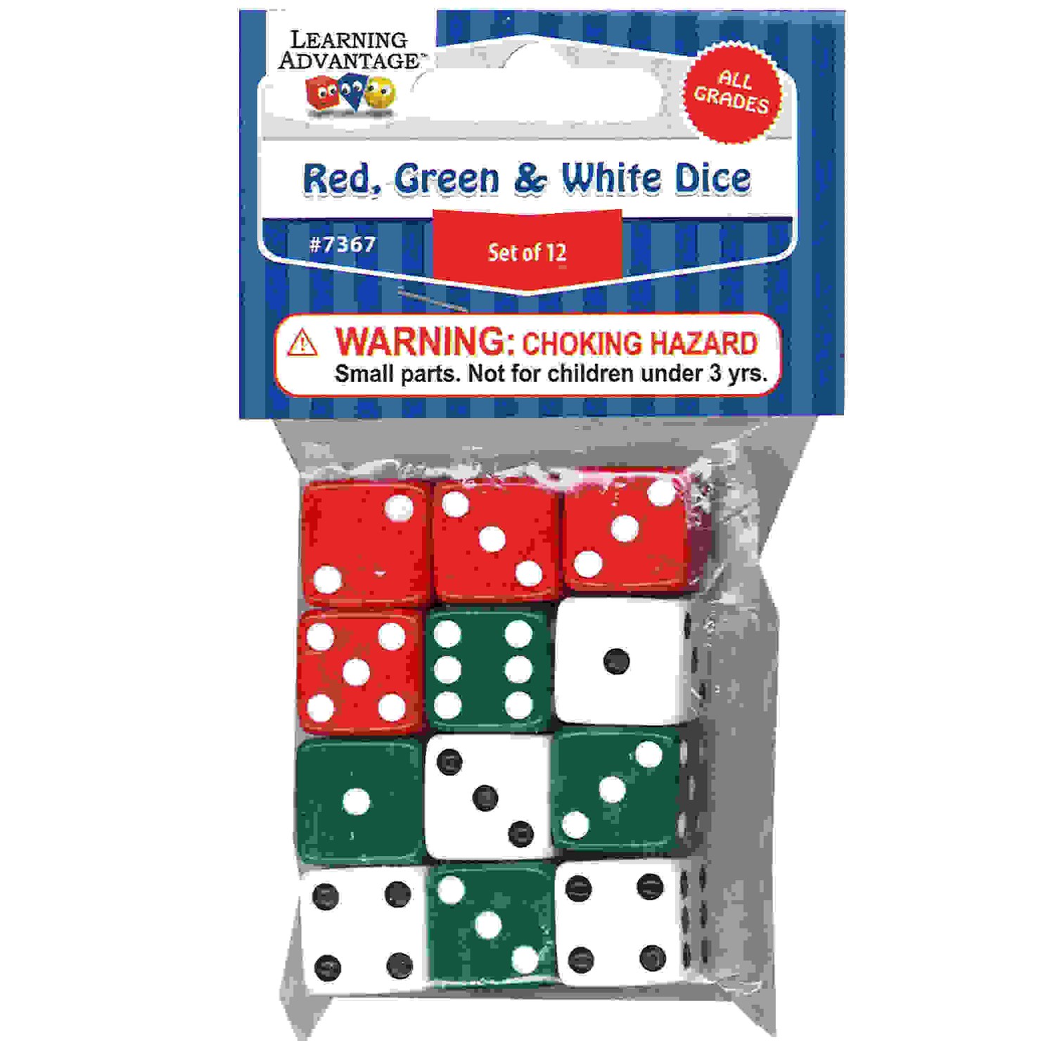 Dot Dice - Red/Green/White - Set of 12