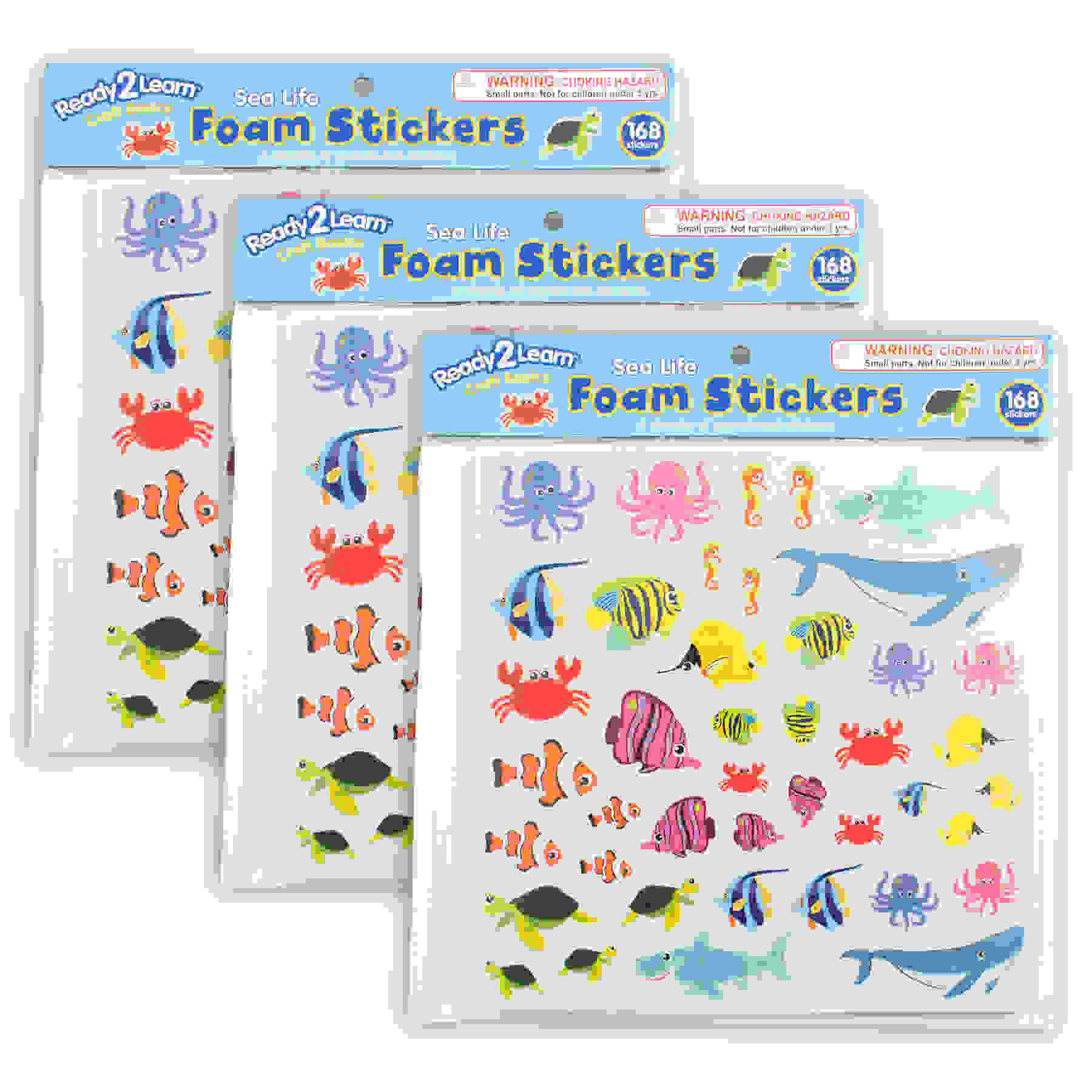 Foam Stickers, Sea Life, 168 Per Pack, 3 Packs