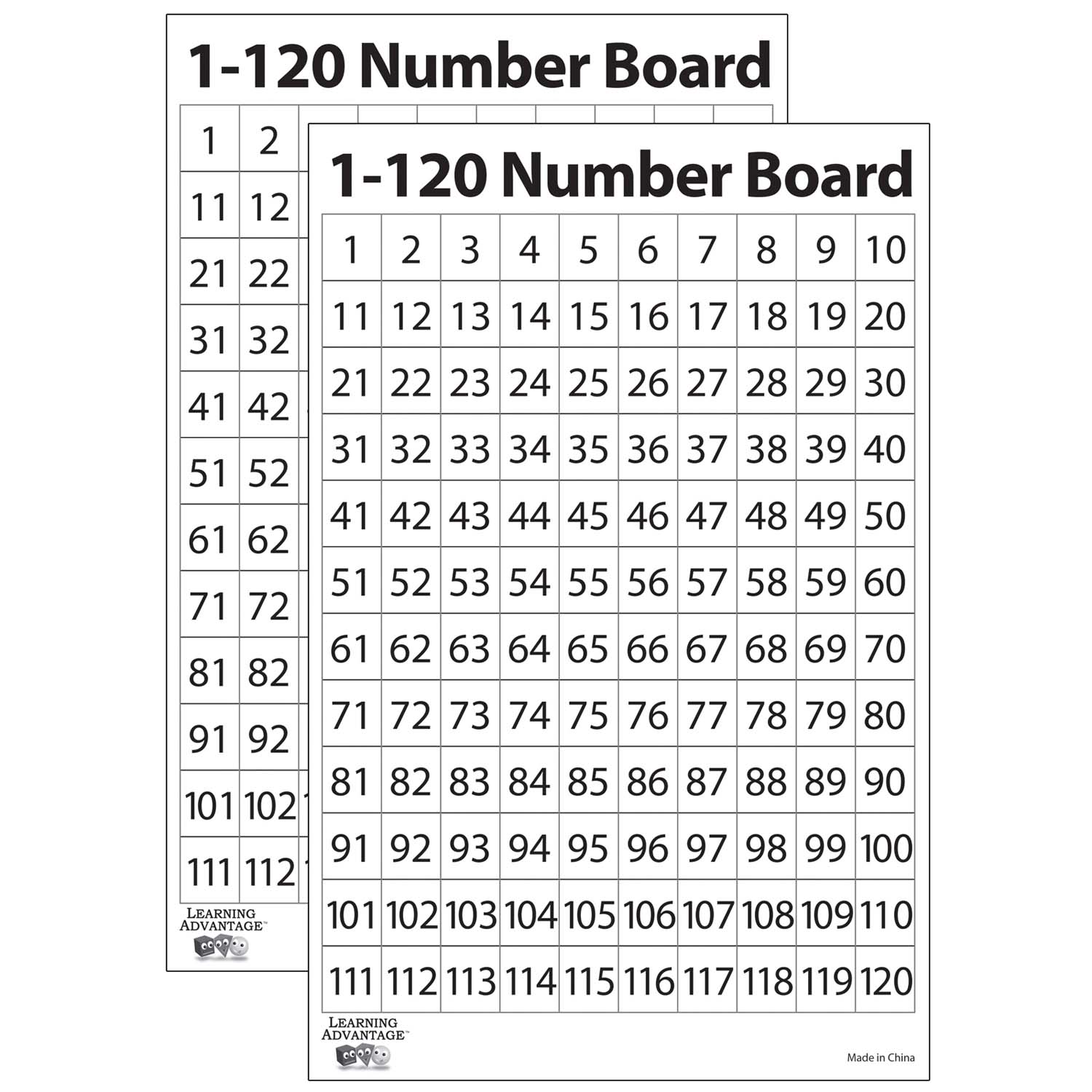 1-120 Number Dry Erase Boards, Set of 10, 2 Sets