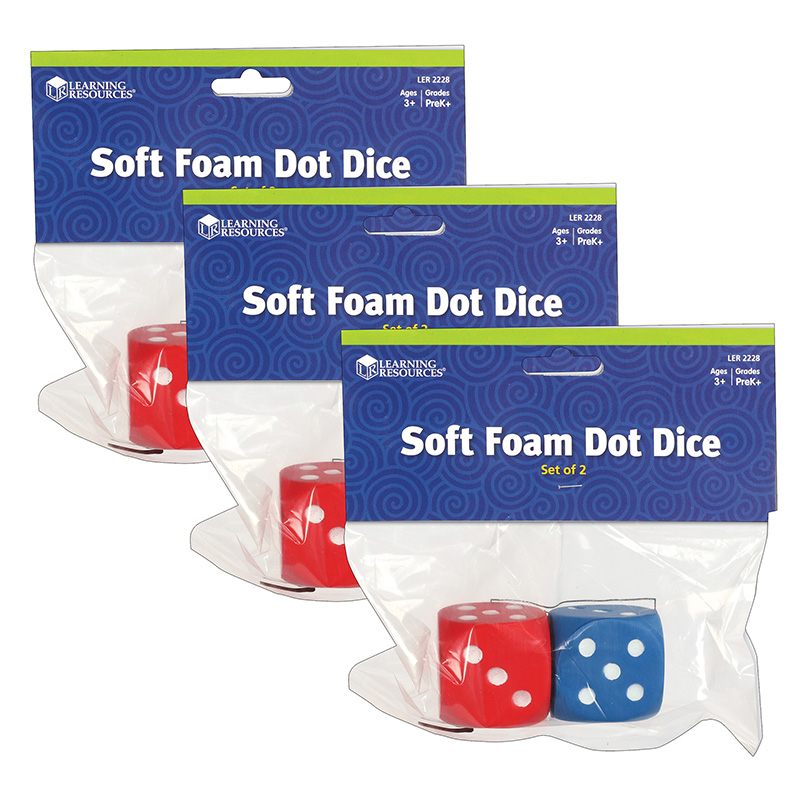 Foam Dot Dice, 2 Per Pack, 3 Packs