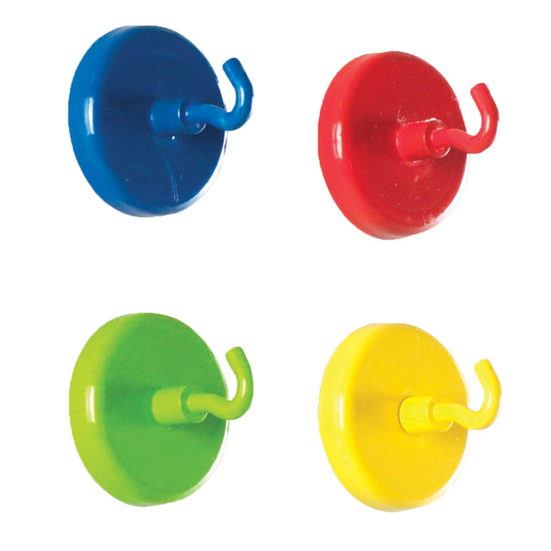 Super Strong Magnetic Hooks, Assorted Colors, Pack of 4