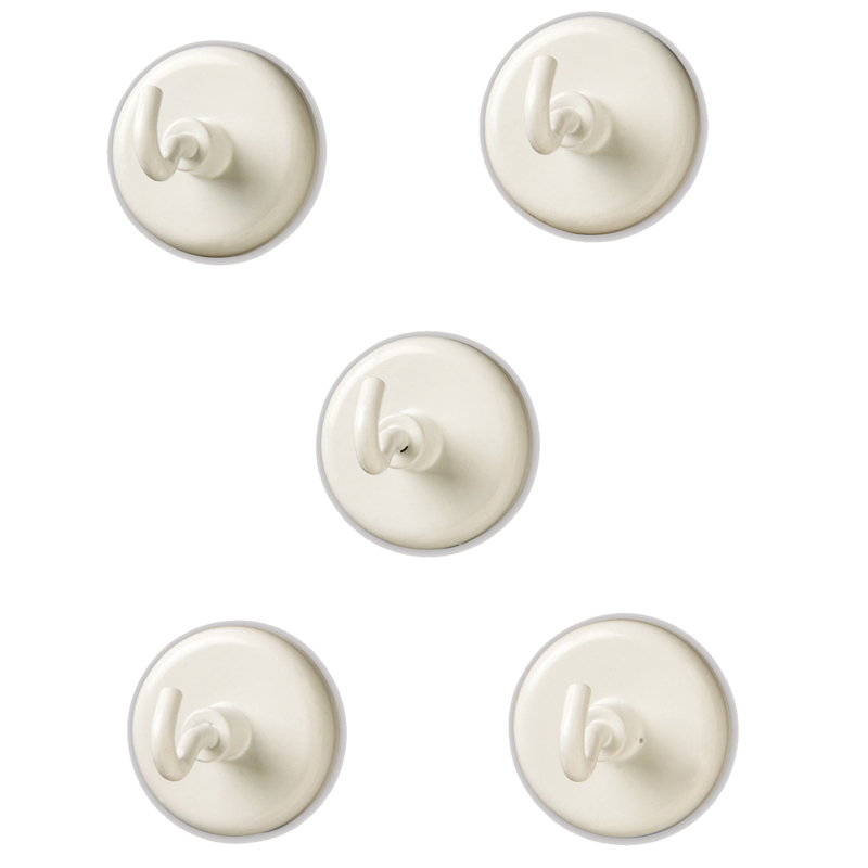 Magnetic Hooks, White, Pack of 5