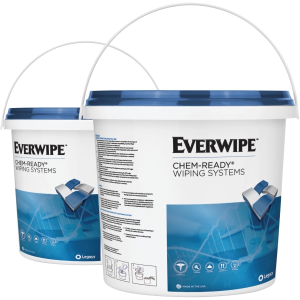 Everwipe Chem-Ready Dispenser Bucket, 7.13 x 7.13 x 7, White, 5/Carton