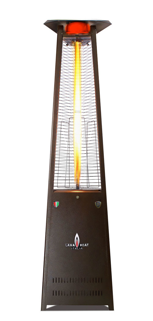 The Lava Heat Italia A-Line 8 foot Commercial Flame Tower Heater, Manual Ignition, Hammered Black Finish, Liquid Propane