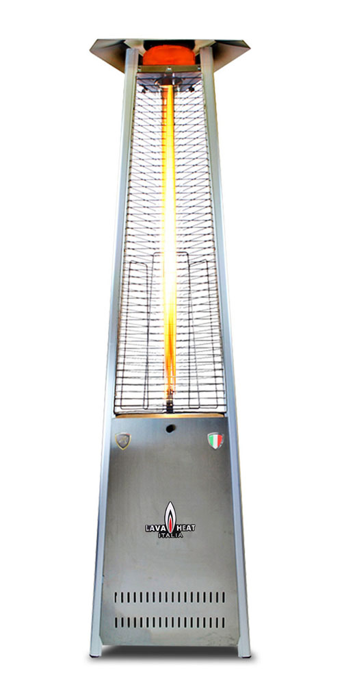 The Lava Heat Italia A-Line 8 foot Commercial Flame Tower Heater, Electronic Ignition, Stainless Steel Finish, Liquid Propane