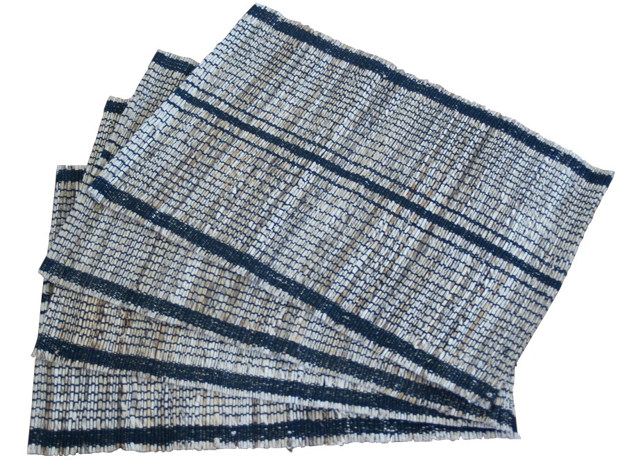 Leaf & Fiber Hand Made, All Natural, Sustainable & Eco-Friendly Banana Rope Stripped Placemats, Set of 4